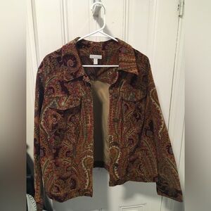 Charter Club Multicolor Paisley Corduroy Jacket